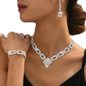 3 PC Exquisite Silver-Plated Jewelry Set